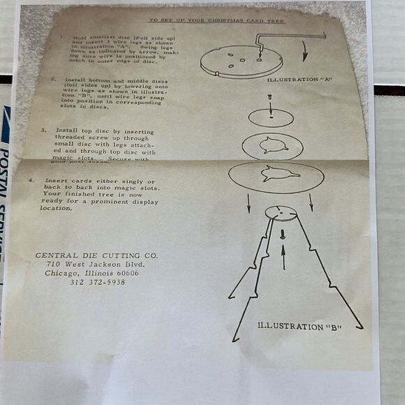 Vintage Mid Century gold Christmas Card Tree in Original box - Picture 10 of 10